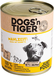 Produktbild von Dogs'n Tiger Mahlzeit! Hundenassfutter mit Huhn & Karotte - 6 x 800 g