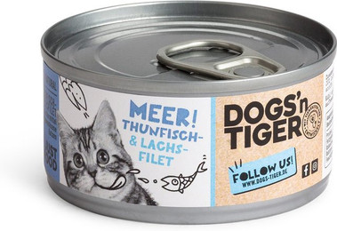 Produktbild von Dogs'n Tiger Meer! Nassfutter Thunfisch- & Lachsfilet - 12 x 70 g