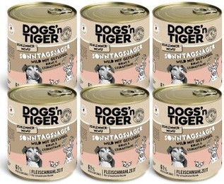 Produktbild von Dogs’n Tiger Sonntagsjäger Adult Hundefutter mit Wild und Geflügel - 6 x 800 g