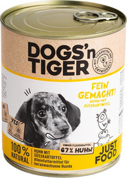 Produktbild von Dogs'n Tiger Welpennassfutter Junior Huhn & Süßkartoffel - 6 x 800 g