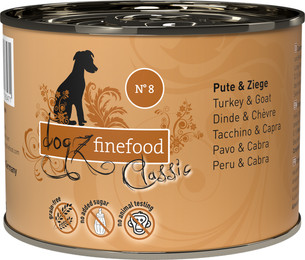 Produktbild von dogz finefood No. 8 Pute & Ziege - 12 x 200 g