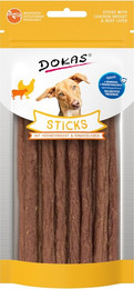 Produktbild von DOKAS 12 x 60g Sticks Hühnerbrust & Rind Hundesnack-Sparpaket