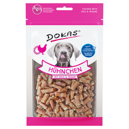 Produktbild von Dokas Hühnchen mit Reis & Sesam Hundesnack - 12 x 70 g