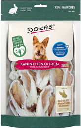 Produktbild von Dokas Kaninchenohren mit Fell getrocknet - 7 x 100 g