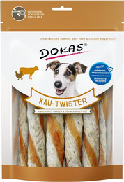 Produktbild von DOKAS Kau-Twister 200 Gramm Hundesnacks Rinderhaut, Pansen & Hühnerbrust 9 x 200 Gramm
