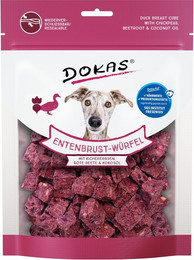 Produktbild von DOKAS Würfel & Kokosöl 150 Gramm Hundesnacks Entenbrust mit Kichererbsen, Rote Beete 8 x 150 Gramm