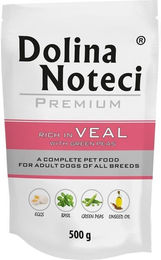 Produktbild von DOLINA NOTECI Premium Reich an Kalbfleisch mit grünem Erbsen für Hunde 500 g