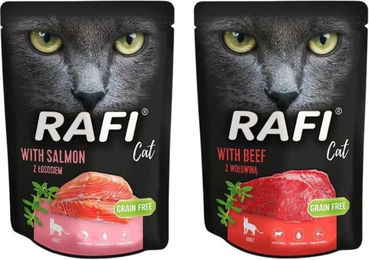 Produktbild von DOLINA NOTECI Rafi Nassfutter mit Lachs 10x300 g + Rind für adulte Katzen getreidefrei 10x300 g