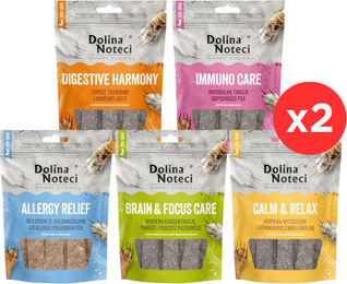 Produktbild von DOLINA NOTECI Smart Chews Mix Geschmacks Unterstützung bei Stressabbau, kognitiver Funktion, Verdauung, Nahrungsmittelallergien, Immunsystem, getrocknete Hundeleckerlis 10x100g