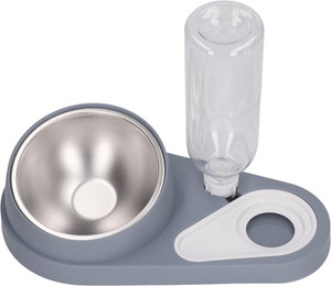 Produktbild von Doppelte Hunde-Katzennäpfe mit automatischem Wasserspender, Nackenschutz, geneigter Wasser- und Futternapf für Haustiere