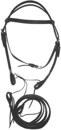 Produktbild von Doppelte Westernreitkopfstück aus Leder mit Zügeln Lakota