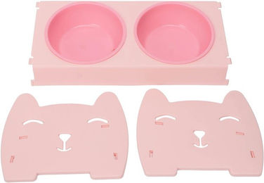 Produktbild von Doppelter Haustiernahrungsnapf Lebensmittelecht Auslaufsicher Große Kapazität Doppelter Hunde-Katzennapf für Kleine Mittlere Hunde rosa