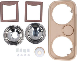 Produktbild von Doppelter Haustiernapf geneigt verhindert Rutschen abnehmbar erhöhter Katzenhundenapf mit Glocke für Futter Wasser L