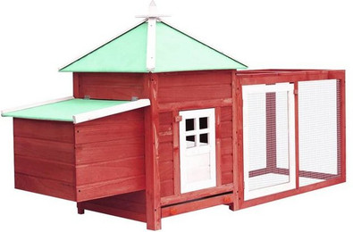 Produktbild von DOTMALL Hühnerstall mit Hühnernest Rot 190x72x102 cm Massivholz