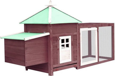 Produktbild von DOTMALL Hühnerstall mit Legenest Mokka 190x72x102 cm Tanne Massivholz
