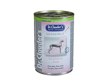 Produktbild von Dr Clauder Nassfutter für sensible Hunde Selected Meat pur 7 leckere Sorten 400g - Schwein, 400g