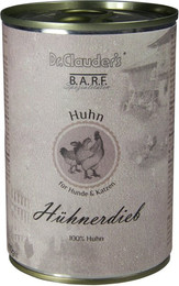 Produktbild von Dr. Clauder's BARF Fleisch 400g Dosen Nassfutter für Hunde & Katzen Sparpaket Hühnerdieb 12x400g