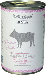 Produktbild von Dr. Clauder's BARF Komplett Menü 400g Dosen Hundenassfutter Schweinegulasch 6x400g