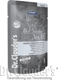 Produktbild von Dr Clauder's Best Selection 85 Gramm Katzennassfutter 16 x 85 Gramm No 5 Huhn & Thunfisch mit Spinat