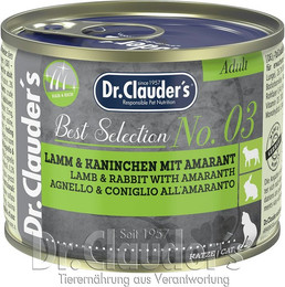 Produktbild von Dr.Clauder's Best Selection Adult 200 Gramm Sparpaket 12 x 200 Gramm No3 Lamm & Kaninchen mit Amaranth