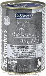 Produktbild von Dr. Clauder's Best Selection No5 Huhn & Thunfisch mit Spinat - 12 x 400 g