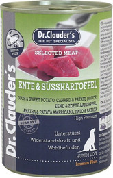 Produktbild von Dr. Clauder's Selected Meat Immun plus 400g Dosen Hundenassfutter Sparpaket Ente & Süßkartoffel 12x400g