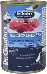 Produktbild von Dr. Clauder's Selected Meat Pre Biotics 400g Dosen Hundenassfutter Sparpaket Geflügelherzen 12x400g
