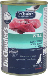 Produktbild von Dr. Clauder's Selected Meat Pre Biotics 400g Dosen Hundenassfutter Sparpaket Wild 12x400g