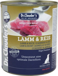 Produktbild von Dr. Clauder's Selected Meat Pre Biotics 800g Dosen Hundenassfutter Sparpaket Lamm & Reis 12x800g