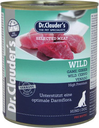 Produktbild von Dr. Clauder's Selected Meat Pre Biotics 800g Dosen Hundenassfutter Wild 6x880g