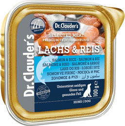 Produktbild von Dr. Clauder's Selected Meat Pro Hair & Skin 100g Schalen Hundenassfutter Lachs & Reis 60x100g