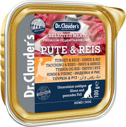 Produktbild von Dr. Clauder's Selected Meat Pro Hair & Skin 100g Schalen Hundenassfutter Pute & Reis 60x100g