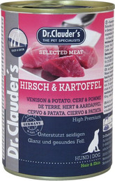 Produktbild von Dr. Clauder's Selected Meat Pro Hair & Skin 400g Dosen Hundenassfutter Sparpaket Hirsch & Kartoffel 12x400g