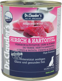 Produktbild von Dr. Clauder's Selected Meat Pro Hair & Skin 800g Dosen Hundenassfutter Sparpaket Hirsch & Kartoffel 12x800g
