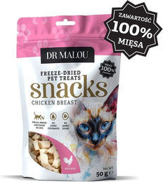 Produktbild von DR MALOU Fleischwürfel 100% gefriergetrocknete Hühnerbrust Leckerlis für Katzen 50g