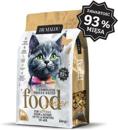 Produktbild von DR MALOU Kitten Gefriergetrocknete Nahrung Huhn mit Ziegenmilch und Eigelb Trockenfutter für Kätzchen 500g