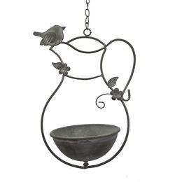 Produktbild von Dragimex Vogeltränke Wasserkanne in Grau mit Vögeln