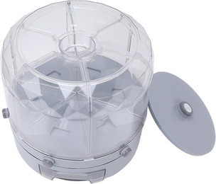Produktbild von Drehbarer Reisspender 13,2 lb Fassungsvermögen 6 Fächer Luftdicht Ein Klick Ausgabe Aufbewahrungsbehälter für trockene Lebensmittel L(for 6.5-9kg) graue