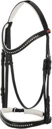 Produktbild von Dressurzaum mit strassverziertem Nasenband und Zügeln JM