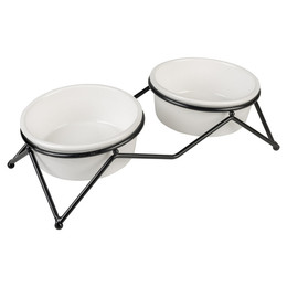 Produktbild von Duvo+ Dinner Set Stone Up Zigzag weiß/schwarz für Katzen - 280 ml