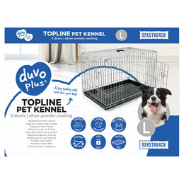 Produktbild von Duvo+ Draht-Käfig mit Kunststoffschale hellgrau Größe L