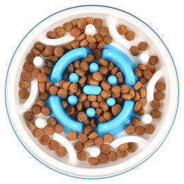 Produktbild von Duvo+ Futternapf Slow Down Feeder weiß/blau für Hunde