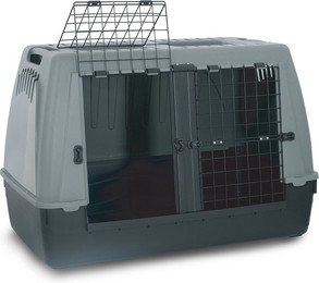 Produktbild von DUVO+ Hunde-Transportbox ECO Baron mit zwei Türen grau/grün