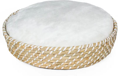 Produktbild von Duvo+ Hunde-Weidenbett rund mit Kissen Boho beige/weiß Größe S