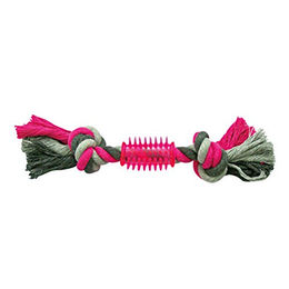 Produktbild von Duvo+ Hundespielzeug Knot Baumwolle mit 2 Knots und Gummi grau/rosa