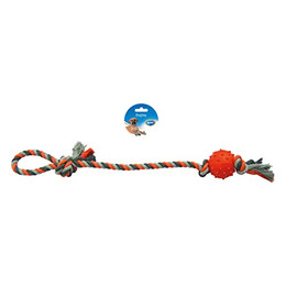 Produktbild von Duvo+ Hundespielzeug Knot Baumwolle Pendel mit Gummiball grau/orange