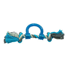 Produktbild von Duvo+ Hundespielzeug Knot Baumwolle Ziegenring & Plastik grau/blau - 30 cm