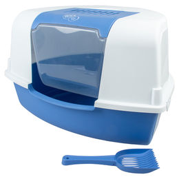 Produktbild von Duvo+ Katzentoilette Ariel Ecke mit Filter und Schaufel hellblau/weiß - 1 Stk.