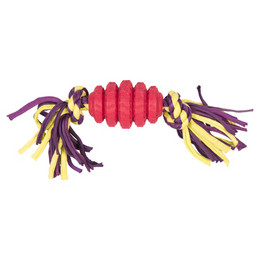 Produktbild von DUVO+ Kauspielzeug Hundespielzeug mit Seil Gummi Vanille rot