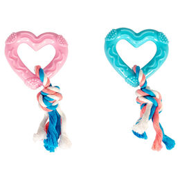 Produktbild von DUVO+ Kauspielzeug Puppy TPR Herz mit Baumwolle - 14 cm